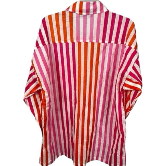 Beach Riot NWT Alexa Coverup Button Down Long Sleeve Top Pink Orange LP - Picture 4 of 9